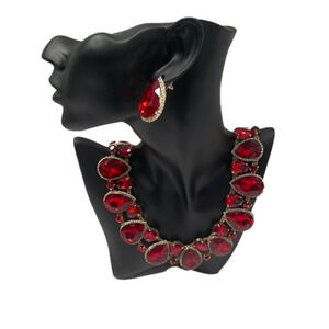 Bella Red Diamond Necklace Set. NEW